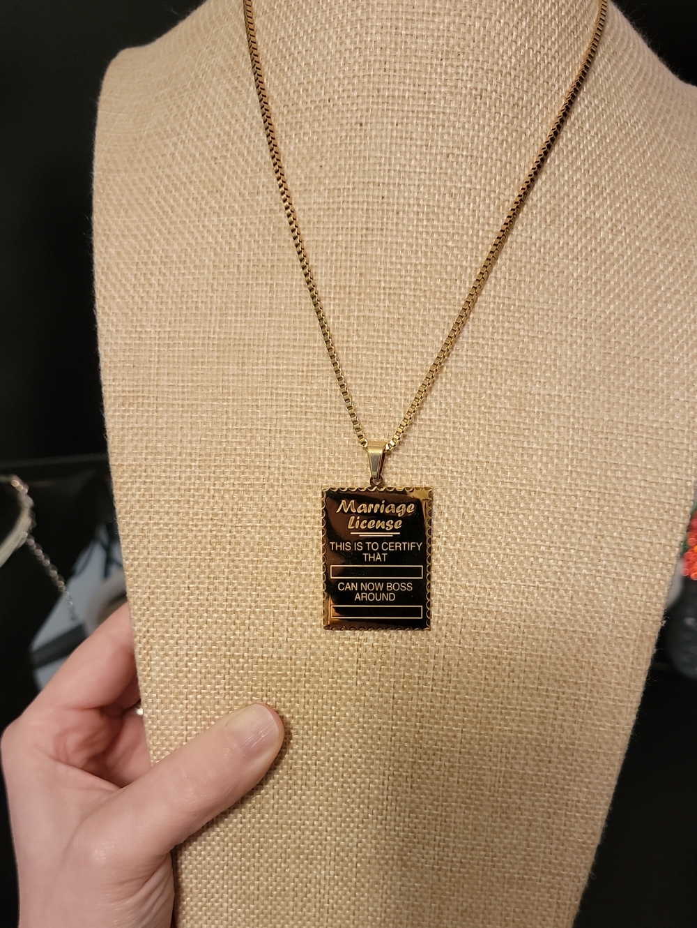 316 L Surgical Steel Marriage License Pendant Necklace